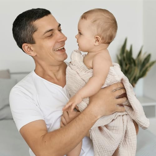 lulumoon Muslin Swaddle Blanket Baby - Cotton Swaddling Blanket Soft Baby Receiving Blankets Neutral 3Pack(Grey+Green)
