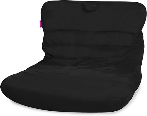 Miniatura 3 de Posh Creations Puf estructurado cómodo para jugar, leer y ver televisión, tumbona Laguna, microgamuza - negro