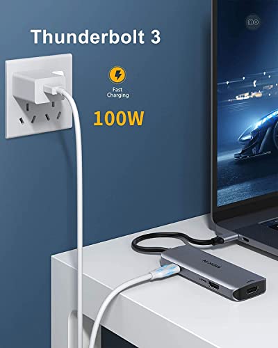 Image of Docking Station USB C to Dual HDMI Adapter, MOKiN USB C Hub Dual HDMI Monitors for Windows,USB C Adapter with Dual HDMI,3 USB Port,PD Compatible for Dell XPS 13 /15, Lenovo Yoga,etc