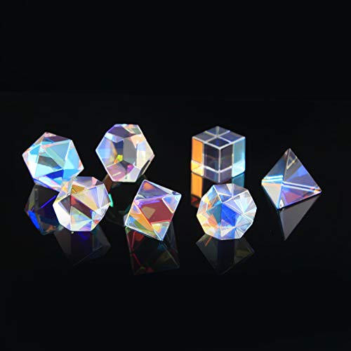 Optical Glass Prism, polyhedral dice, Photo Ornaments Seven Rainbow Color Crystal Valentine's Day Girlfriend Gift Seven-Piece Suit