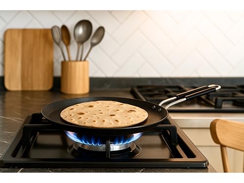 Pure Iron Heavy Induction Tawa for Roti/Chapati with Steel Handle | Premium Flat Bottom Induction Loha Tava with Health Benefits | Non-Toxic, No... - Image 5