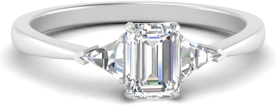 Choose Your Gemstone Trillion Cathedral Ring Sterling Silver Emerald Shape 3 Stone Engagement Rings Everyday Jewelry Wedding Jewelry Handmade Gifts for Wife US Size 4 to 12