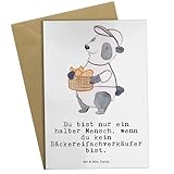 Mr. & Mrs. Panda Grußkarte Bäckereifachverkäufer Herz - Geschenk, Glückwunschkarte, Beruf, Backwarenverkäufer, Klappkarte, Brotmanufaktur,