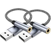 2Pack USB to 3.5mm Jack Audio Adapter, USB to Audio Aux Cable External Stereo Sound Card, USB-A to 3.5mm TRRS Female Headset forPS4/PS5/Headphone/Mac/Linux/Laptop/Desktops/Docking Station