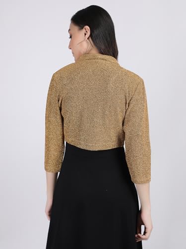 Image of Women's Short Stretchable Shrug with Collar Neckline