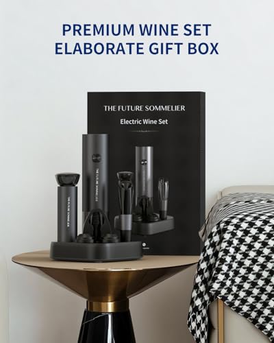 Image of CIRCLE JOY Rechargeable Electric Wine Opener Set 7-in-1 Aluminum Alloy Wine Gift Set with Electric Corkscrew, Foil Cutter, Wine Pourer, Storage Base, Vacuum Pump and 2 Wine Stoppers