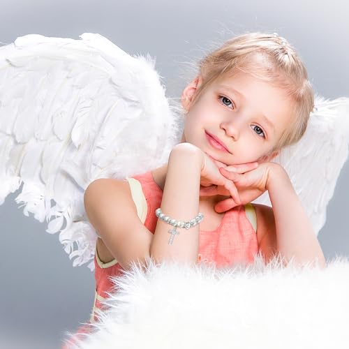 Image of BAYLAY First Communion Gifts for Girls, Cross Bracelet for Teen Girl First Communion Bracelet for Girls Pearl Letter Initial Charm Bracelet First Holy Communion Gifts for Girl Catholic