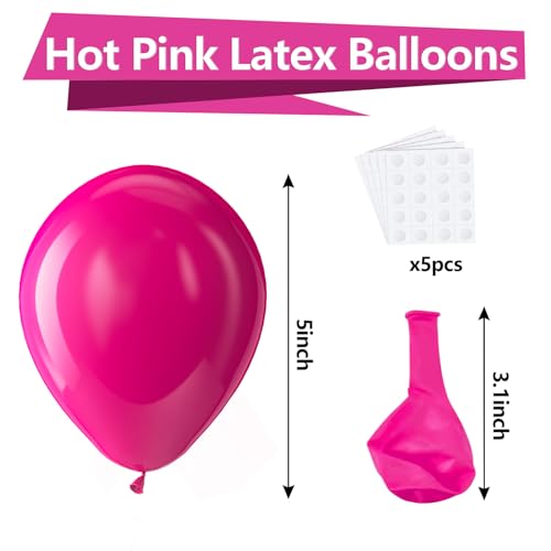 Bezente Hot Pink Latex Party Balloons - 150 Pack 5 inch Matte Small Pink Helium Balloons for Wedding Baby Shower Valentine's Day Birthday Party Backdrop Decorations - 6