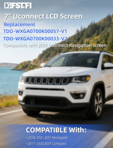 Image of 7 inch Uconnect LCD Display Replacement Compatible with Jeep Compass 2017 2018 2019 2020 & Renegade 2018 2019 2020 OE Part # TDO-WXGA0700K00033-V2 TDO-WXGA0700K00057-V1