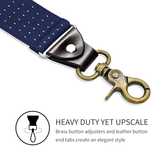 Image of Suspenders for Men, Adjustable Suspenders Gold Clip with Elastic Straps Y-Back Construction Heavy Duty for Work