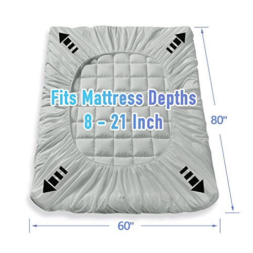image for MATBEBY Bedding Quilted Fitted Queen Mattress Pad Cooling Breathable F