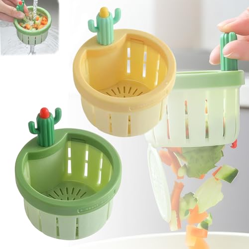 Colador de fregadero con diseño cactus, cesto automático y multifuncional