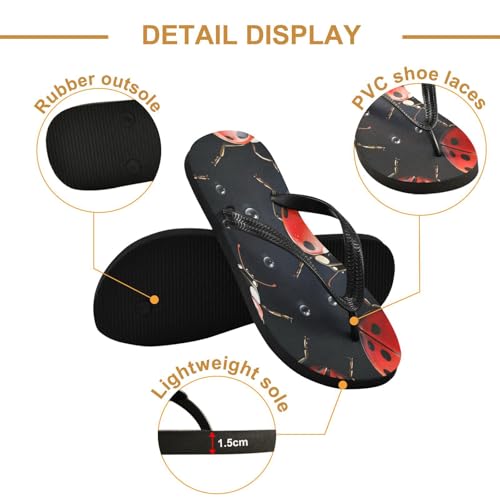 STAYTOP Red Ladybug with Black Dots Flip Flops Sandals of Men's & Women's,Sandals Beach Slippers Shower Slides2