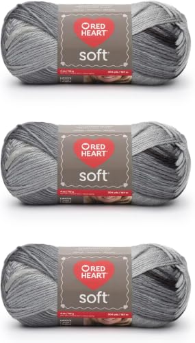 Image of Red Heart Soft Grayscale Yarn of 113g /4oz - Acrylic - 4 Medium (Worsted) - 256 Yards - Knitting /Crochet (Pack of 24)