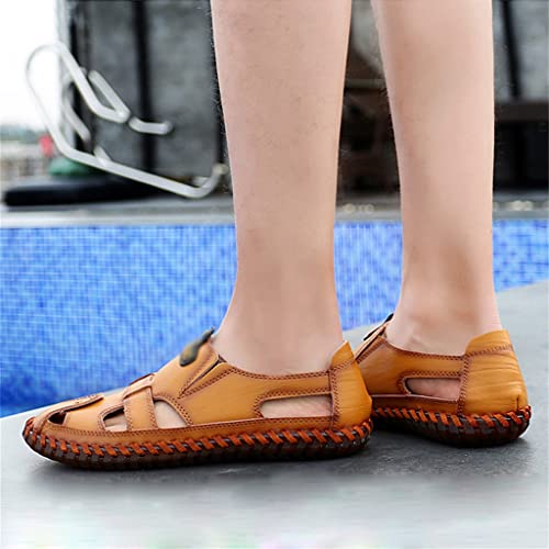 Men Sandals Real Leather Casual Beach Shoes Fisherman Leisure Trekking Non-Slip Breathable Slippers Hiking(48)3