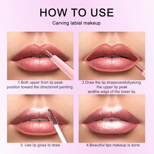 Image of evpct 2Pcs Rose Gold Mauve Metallic Glitter Lip Liner and Lipstick Combo, Shimmery Lip Gloss Stain Set Makeup for Women Long Lasting Waterproof 24, Metallic Shimmer Iridescent Glossy Liquid Lipstick