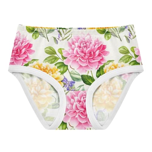 Cotton Girls Underwear Toddlers Vintage Flowers Pastel Yellow Panties for Girl Print Briefs Undies Kids 2t