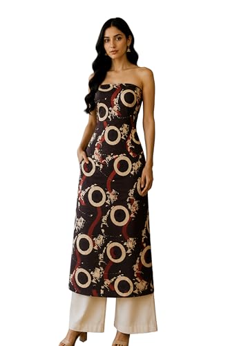Image of Ethnics of Kutch Womens's Ajrakh Modal Silk Natural Dye Hand Block Print Unstitched Kurta Fabric