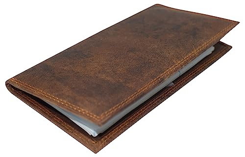 Premium Vintage Leather RFID Blocking Slim Checkbook Cover Wallet (Brown)4