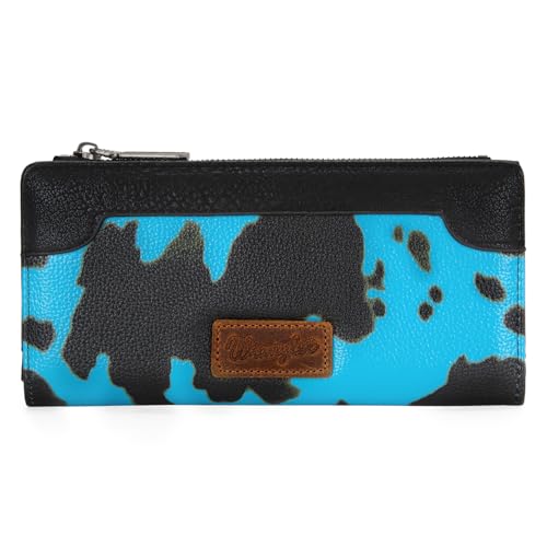 Image of Wrangler Cow Print Wallet Women Bifold Credit Card Wallet Women's Wallets, Card Cases & Money Organizers Wallets for Women Ladies Female Cash Wallett with Smooth Zipper