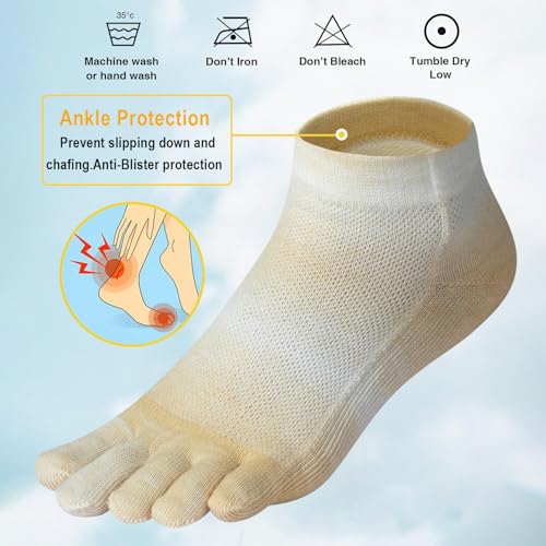 Image of Meaiguo Womens Toe Socks Cotton Five Finger Ankle Socks with Toes Separated for Running Athletic 4 Pairs