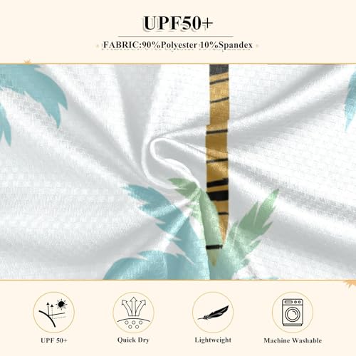 Tropical Palm Trees White Boy's Rash Guard Swim Shirt Long Sleeve Sun Shirt for Swimming Pool Beach UPF50+4