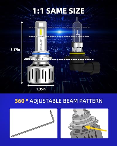 Image of AUTOONE 9012 LED Bulb, 1200% Brighter, 3 Min Quick Install, 20 Years Lifespan, No Flicker, 99% Compatibility