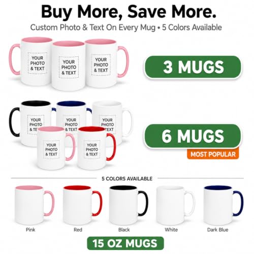 Large Coffee Mug 15 oz Custom Photo Text Personalized Ceramic Tea Cup Big - Image 2