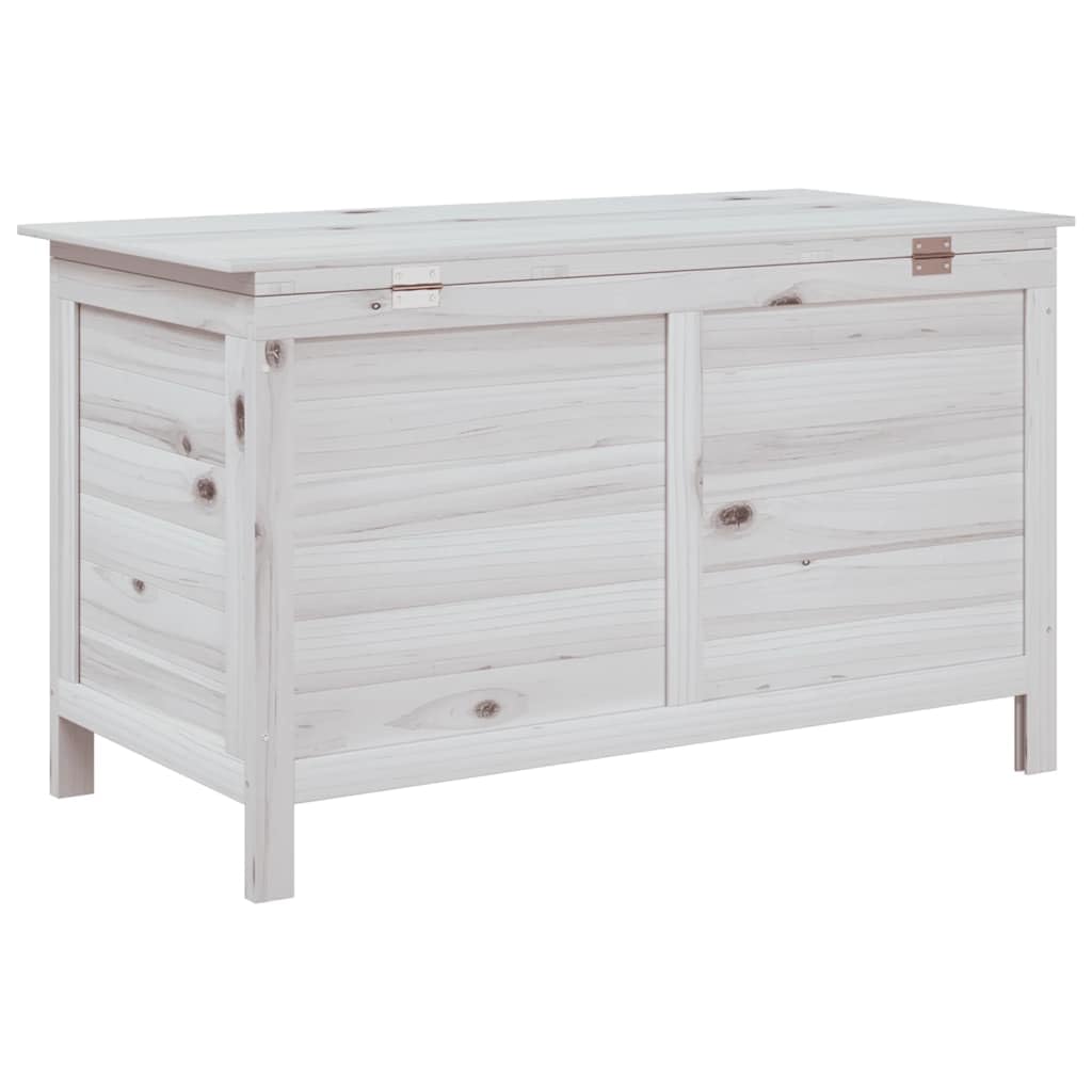 Caja de almacenamiento para jardín de madera maciza de abeto blanco, gran espacio para cojines y accesorios al aire libre, fondo de listones aireado