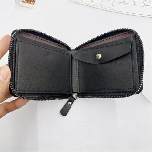 Men's Zipper Wallet Leather Bifold Wallets Slim RFID Blocking Zip Around Credit Card Holder Compact Small Wallet,Brown4