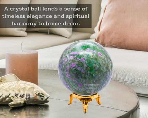 Image of Certified Ruby Fuchsite Crystal Ball for Meditation - Premium Crystal Vastu Items for Home and Feng Shui Items for Good Luck - Ideal for Pooja Supplies and Spiritual Practices (2.5 inch Inch)