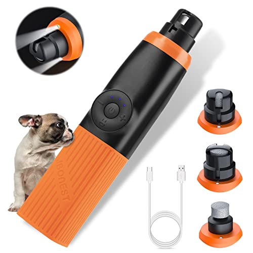 JBONEST Dog Nail Grinder - Professional 3-Speed Powerful Electric Pet Nail Trimmers with 2 LED Light, 20h Working Time,Quiet Painless Paws Grooming & Smoothing for Small Medium Large Dogs and Cats