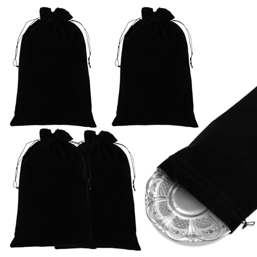 Amabro 4PCS Silver Storage Bags, 11.8' x 7.8' Anti Tarnish Cloth Bag Fabric Cloth Pouch for...