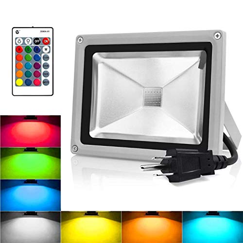 RGB LED Flood Lights, 10W Color Changing Outdoor Spotlight with Remote Control, IP65