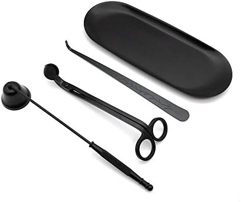 ABMRO 4 in 1 Stainless Steel Candle Cover Tools kit,Candle Wick Trimmer Cutter, Candle Wick Dipper,Candle Snuffer and Plate Holder