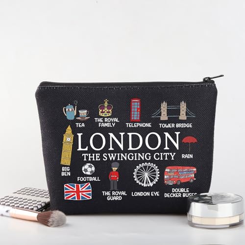 MYSOMY London Travel Gift London Travel Makeup Bag London Travel Souvenir Cosmetic Bag Welcome to London Gift London Lover Gift (London Bag-bl) - Image 3