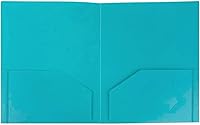Vista 149 de JAM PAPER Heavy Duty Plastic Two Pocket Extra Tough School Folders - Blue - 6/Pack
