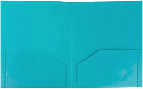 Miniatura 149 de JAM PAPER Heavy Duty Plastic Two Pocket Extra Tough School Folders - Blue - 6/Pack