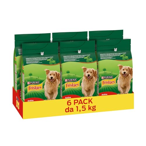 PURINA FRISKIES 5 Promesse Crocchette per Cani Adulti con Manzo 6 Sacchi da 1.5kg