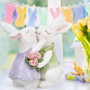 Hodao Easter Bunny Couple Decorations Spring Rabbit Figurines Valentine Day Tabletop Decor for Party Home Holiday Cute Rabbit Easter Day Couple Gifts in White Hodao Easter Bunny Couple Decorations Spring Rabbit Figurines Valentine Day Tabletop Decor for Party Home Holiday Cute Rabbit Easter Day Couple Gifts in White