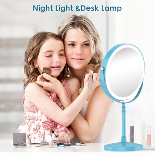 Image of DEIOVWXS Makeup Mirror, Rechargeable Vanity Mirror with 3 Lights, 1X /10X