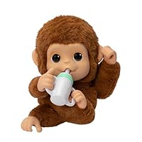Interactive Baby Monkey Stuffed Animal: Meet Mango, an adorable plush monkey with over 50 sounds and reactions; his expressive moving mouth, thumb-sucking, and bottle-feeding make him act like a real baby monkey that you can nurture Plush Design: The...