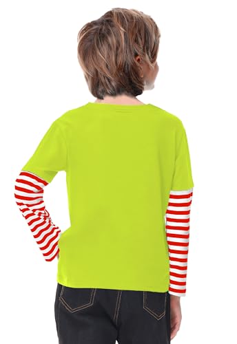 Image of Remimi Unisex Kids Christmas Long Sleeve Shirt Xmas Print Stripe Shirts 2-12 Years