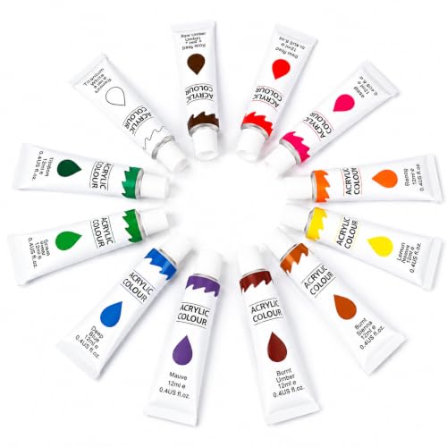 Image of Acrylic Paint Set, 24 Colors, for Canvas, Wood, Fabric, Rocks, Multiple Surfaces