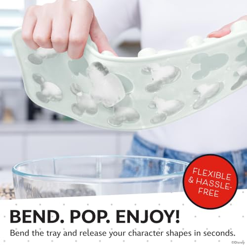 Image of Disney Mickey Silicone Ice Cube Tray, 2-Pack 5 inchx12.5 inch, BPA-Free | Flexible design pops character-shaped cubes out easily, dishwasher safe, doubles for chocolate and gummies, makes 24 molds