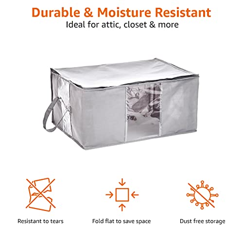 Amazon Basics Canvas Closet Storage Bag with Window and Handles - 23.6 x 17.7 x 11.3 Inches, Gray - Image 4