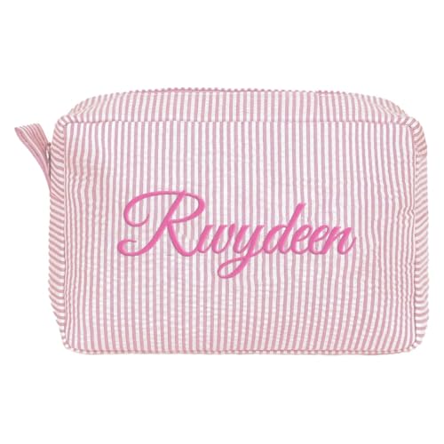 Personalized Makeup Bag Monogram Makeup Bag Toiletry Bag Large Capacity Cotton Cosmetic Bag for Women Travel Graduation Wedding Bridesmaid Gifts