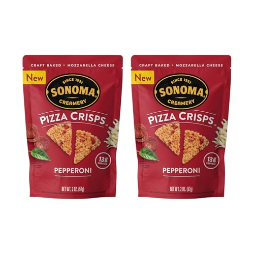 Sonoma Creamery Pizza Crisps, Pepperoni, Savory Snack Cracker, High Protein,