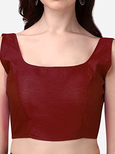 Image of Vihu Fashion Plain Sleeveless Pattern Readymade Blouse U Neck Choli