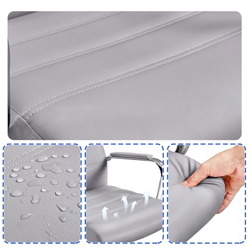 Sedia/Poltroncina Ufficio Scrivania Ergonomica Ecopelle Girevole Reclinabile Imbottita con Rotelle e Braccioli Altezza Regolabile Portata 130 kg Grigio - Sedia gaming - Immagine 3